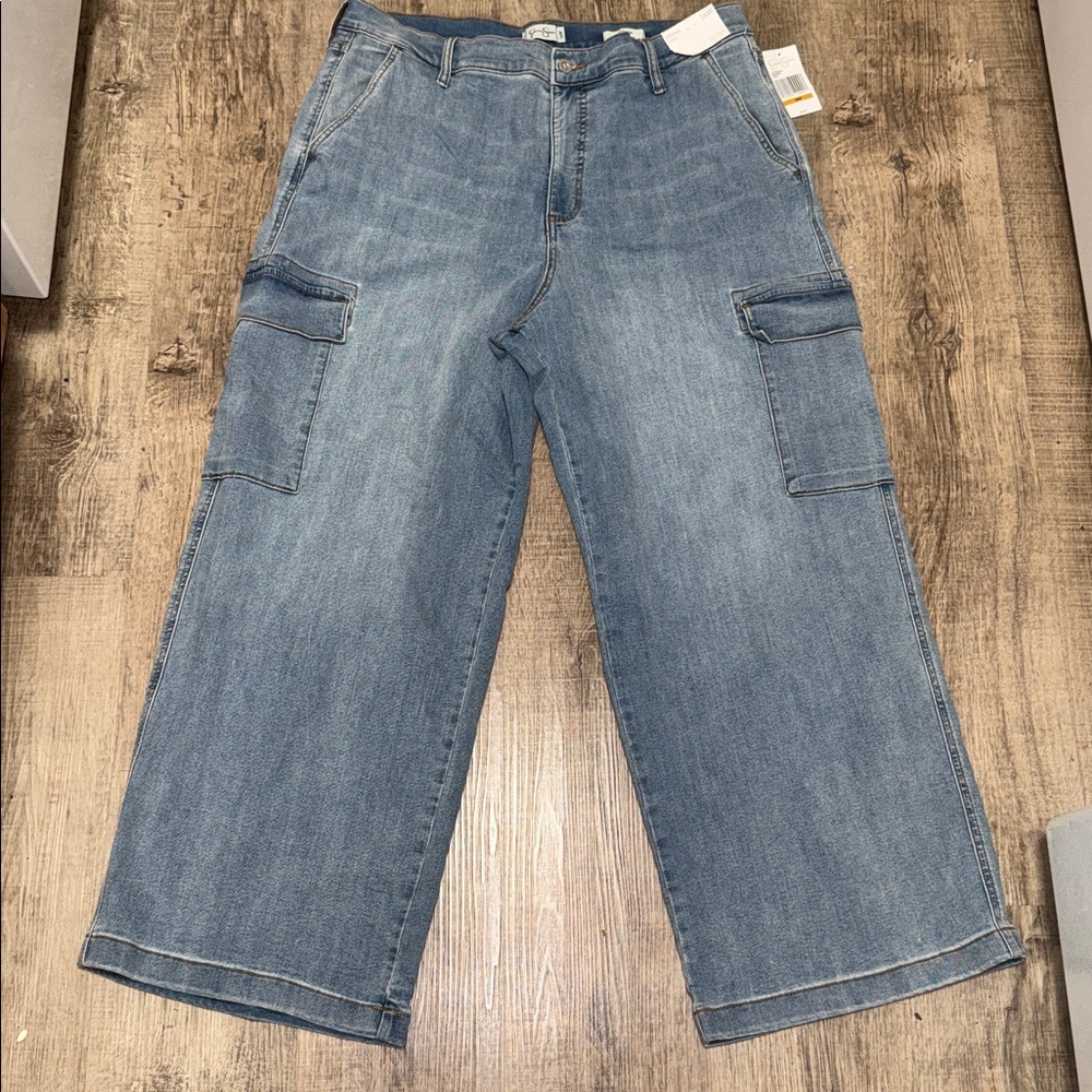 Jessica Simpson Light Blue Wide Leg Cargo Jeans